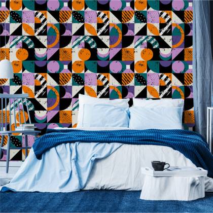 Tapeta Graffiti Z Pomarańczowymi Elementami