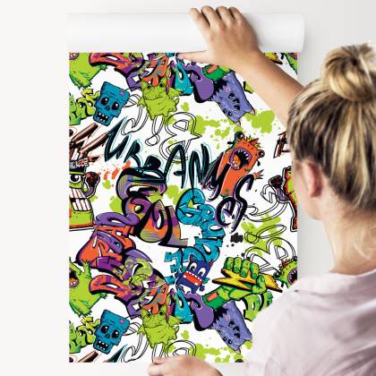 Tapeta Graffiti Z Kolorowymi Potworami