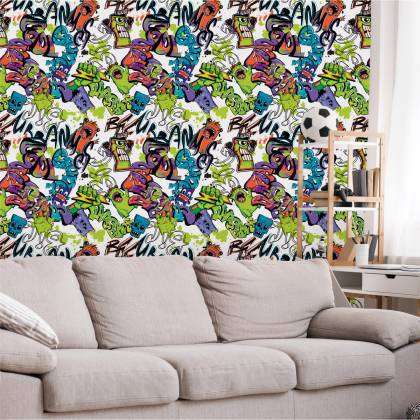 Tapeta Graffiti Z Kolorowymi Potworami
