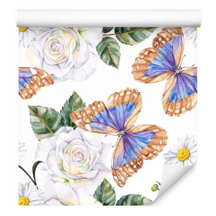 Tapeta Do Kuchni, Róże Kwiaty Zieleń Motyle Natura