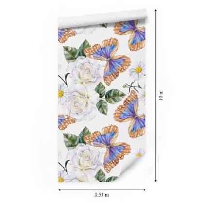 Tapeta Do Kuchni, Róże Kwiaty Zieleń Motyle Natura