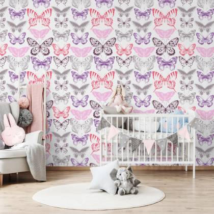 Tapeta Do Pokoju Dziecka Kolorowe Motyle Natura
