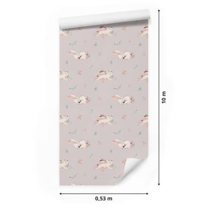 Tapeta Króliki Z Kwiatami