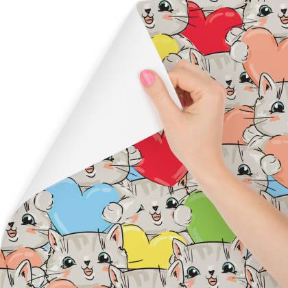 Tapeta Dla Dzieci – Wesołe Kotki I Serduszka