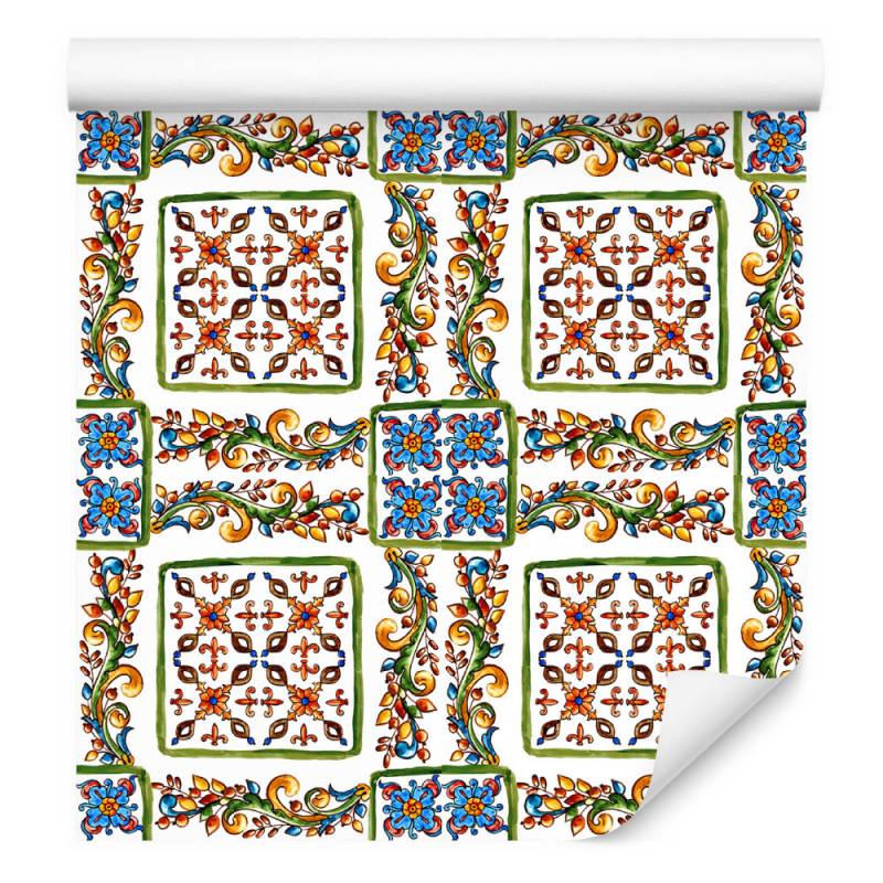 Tapeta Do Kuchni Kolorowa Mozaika, Imitacja Płytek