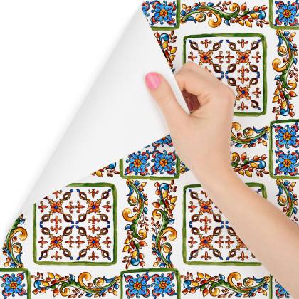 Tapeta Do Kuchni Kolorowa Mozaika, Imitacja Płytek
