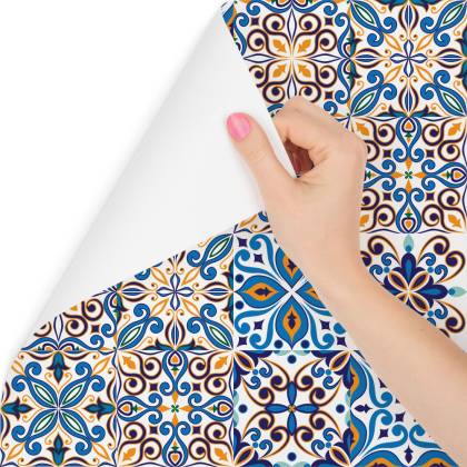 Tapeta Do Jadalni Imitacja Płytek Kolorowa Mozaika