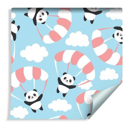 Tapeta Dla Dzieci - Latająca Panda Wśród Chmur