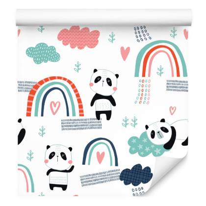 Tapeta Pandy Z Tęczą W Tle
