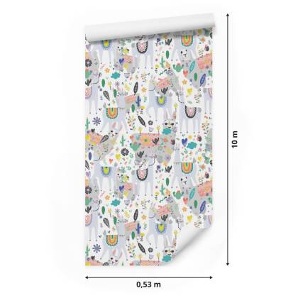 Tapeta Lamy, Zwierzęta, Kwiaty, Do Pokoju Dziecka