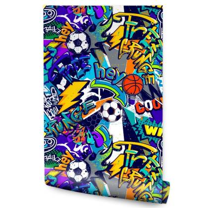 Tapeta Młodzieżowa Sport Graffiti Piłka Nożna