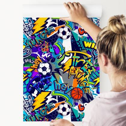Tapeta Młodzieżowa Sport Graffiti Piłka Nożna