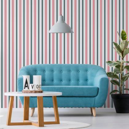 Tapeta Nowoczesna W Kolorowe, Pionowe Paski, Salon