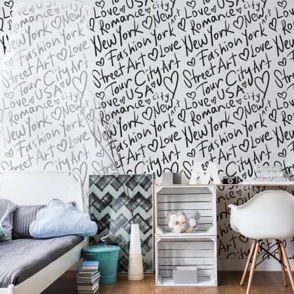 Tapeta Czarno-Biała Typografia Nowy Jork
