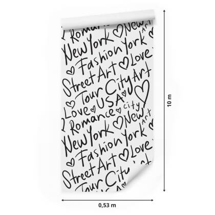 Tapeta Czarno-Biała Typografia Nowy Jork