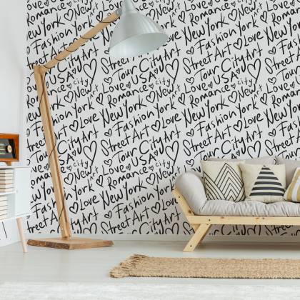Tapeta Czarno-Biała Typografia Nowy Jork