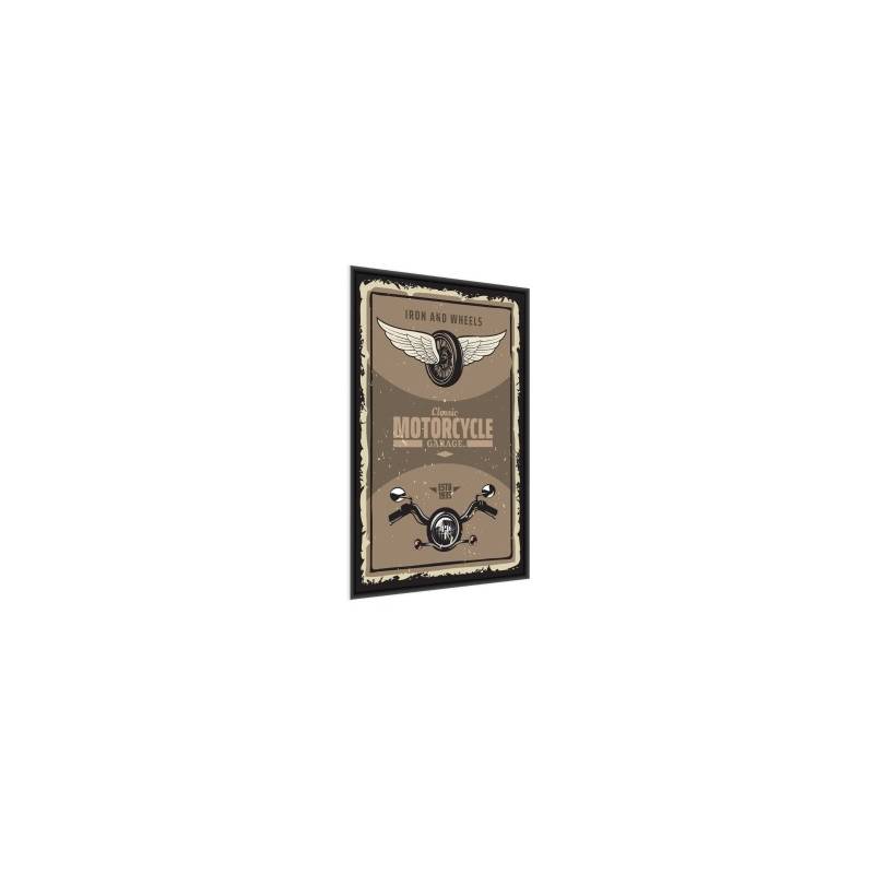 Plakat Części Motocyklowe Ze Skrzydłami I Napisy Vintage Rama Aluminiowa Kolor Czarny