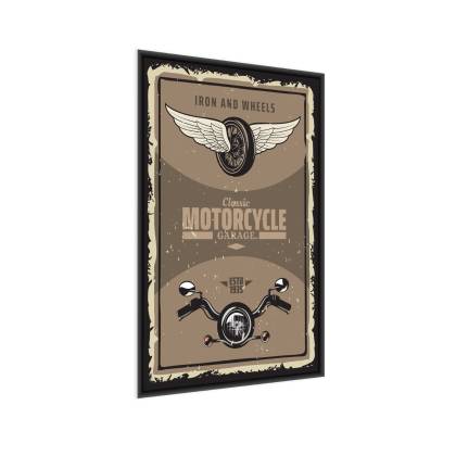 Plakat Części Motocyklowe Ze Skrzydłami I Napisy Vintage Rama Aluminiowa Kolor Srebrny