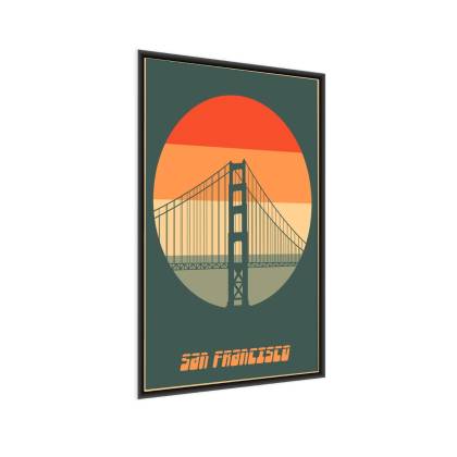 Plakat Most Golden Gate W Stylu Vintage Rama Aluminiowa Kolor Czarny