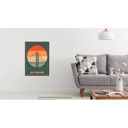 Plakat Most Golden Gate W Stylu Vintage Rama Aluminiowa Kolor Czarny