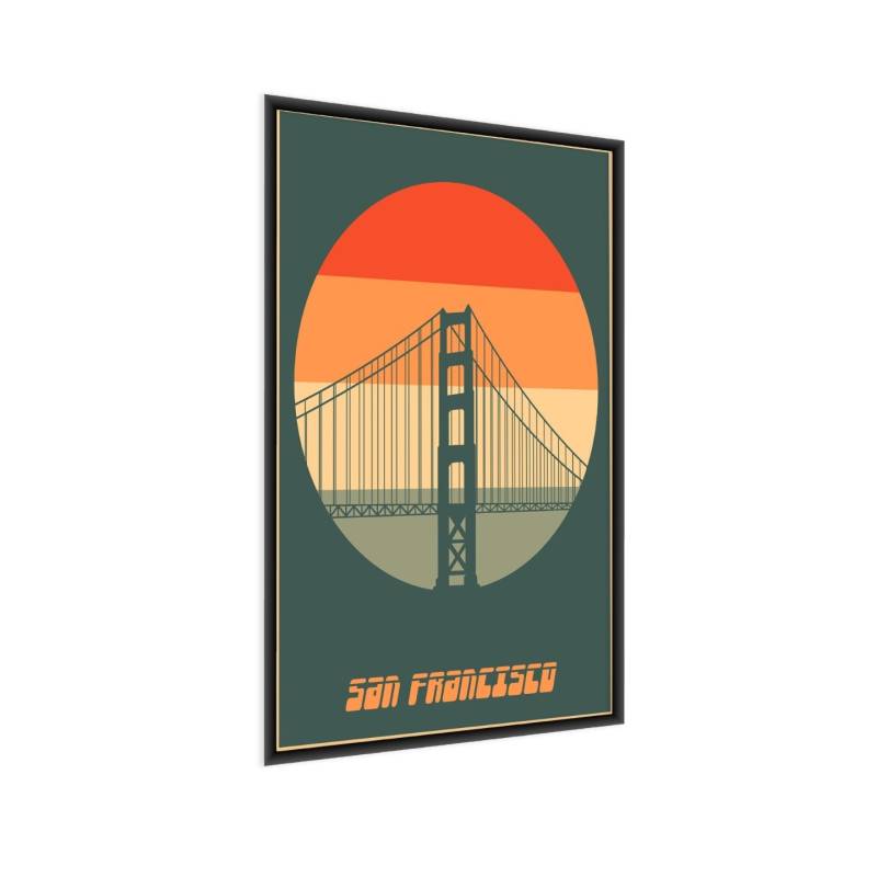 Plakat Most Golden Gate W Stylu Vintage Rama Aluminiowa Kolor Srebrny