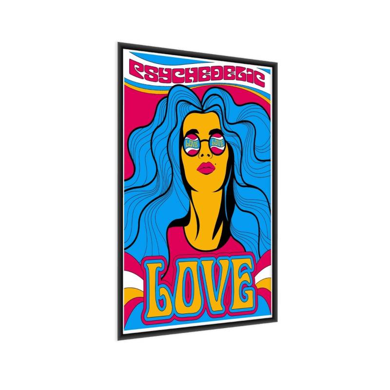 Plakat Kolorowy Portret Kobiety I Napisy W Stylu Hippie Rama Aluminiowa Kolor Srebrny