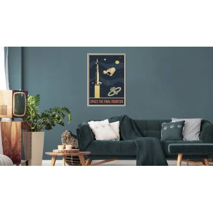 Plakat Rakiety Sondy I Statki Kosmiczne W Stylu Vintage Rama Aluminiowa Kolor Czarny