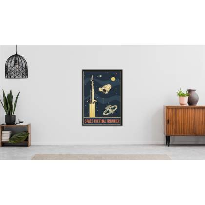 Plakat Rakiety Sondy I Statki Kosmiczne W Stylu Vintage Rama Aluminiowa Kolor Czarny