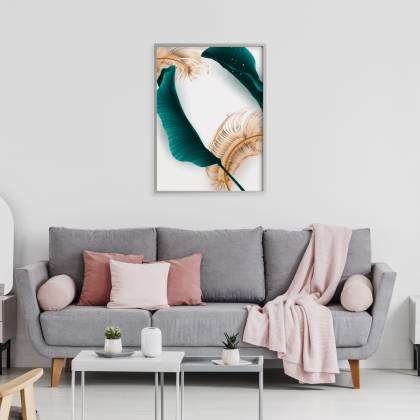 Plakat Abstrakcyjne Liście Palmowe Rama Aluminiowa Kolor Czarny