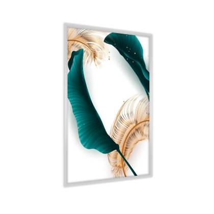 Plakat Abstrakcyjne Liście Palmowe Rama Aluminiowa Kolor Srebrny