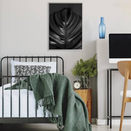 Plakat Czarny Liść Monstery Rama Aluminiowa Kolor Czarny