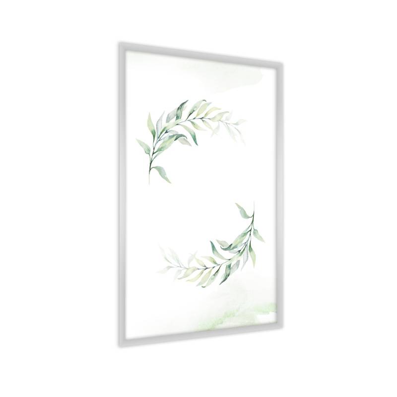 Plakat Akwarelowe Listki Rama Aluminiowa Kolor Srebrny