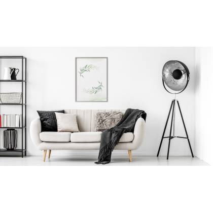 Plakat Akwarelowe Listki Rama Aluminiowa Kolor Srebrny