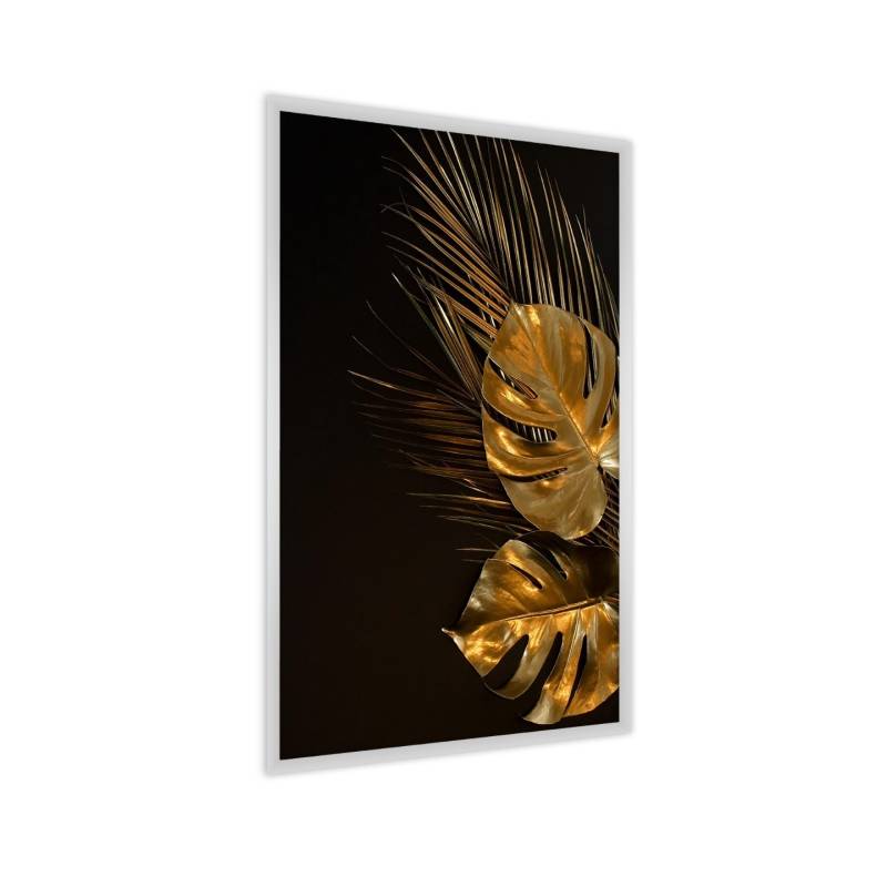 Plakat Złote Liście Monstery Rama Aluminiowa Kolor Srebrny
