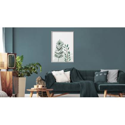 Plakat Malowane Liście Egzotyczne Rama Aluminiowa Kolor Czarny
