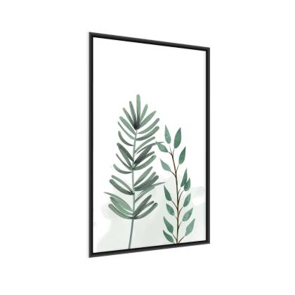 Plakat Malowane Liście Egzotyczne Rama Aluminiowa Kolor Srebrny