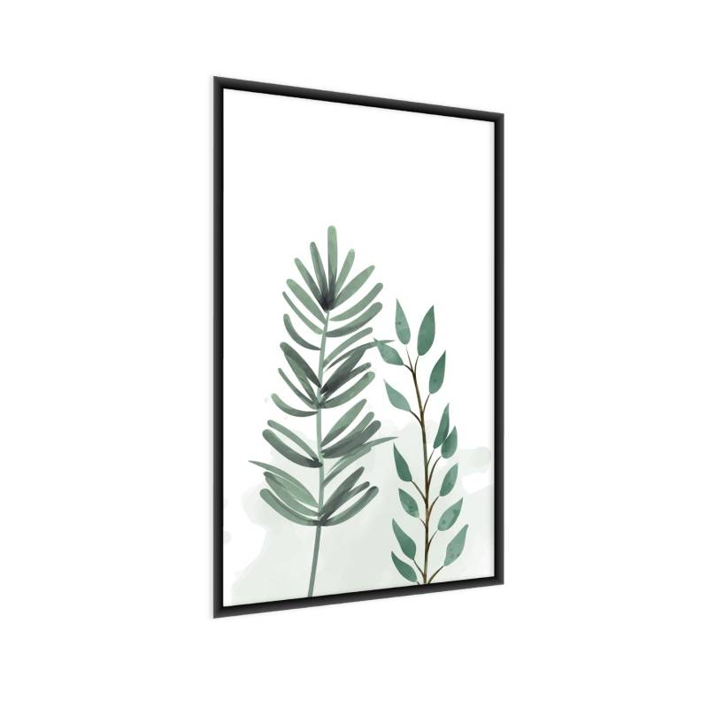 Plakat Malowane Liście Egzotyczne Rama Aluminiowa Kolor Srebrny