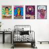 Plakat Wieloczęściowy Set Kolorowe Portrety Kobiet W Stylu Hippie Rama Aluminiowa Kolor Srebrny