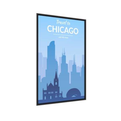 Plakat Travel To Chicago Rama Aluminiowa Kolor Czarny