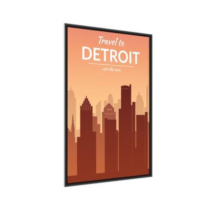 Plakat Travel To Detroit Rama Aluminiowa Kolor Srebrny