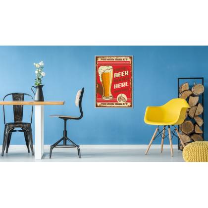Plakat Kufel Piwa I Napisy W Stylu Vintage Rama Aluminiowa Kolor Srebrny