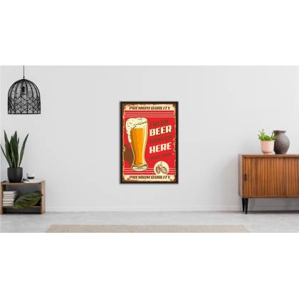 Plakat Kufel Piwa I Napisy W Stylu Vintage Rama Aluminiowa Kolor Srebrny