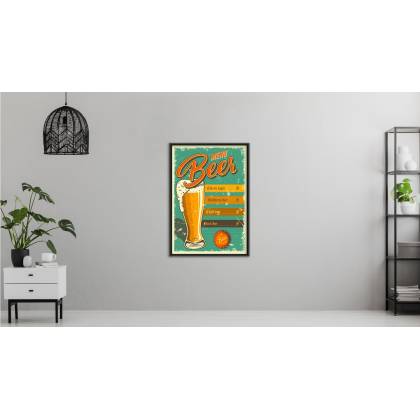 Plakat Piwne Menu Na Styl Vintage Rama Aluminiowa Kolor Czarny
