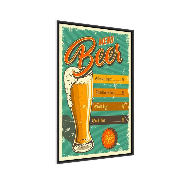 Plakat Piwne Menu Na Styl Vintage Rama Aluminiowa Kolor Srebrny
