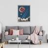 Plakat Rakiety Planety I Gwiazdy W Stylu Retro Rama Aluminiowa Kolor Czarny