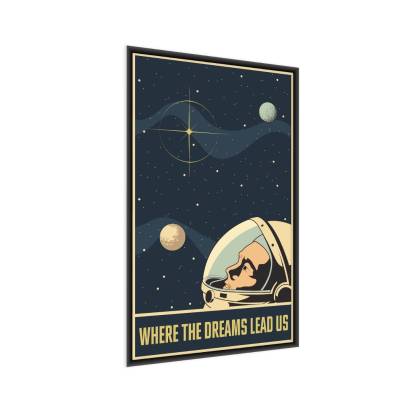 Plakat Astronauta W Kosmosie W Stylu Vintage Rama Aluminiowa Kolor Srebrny