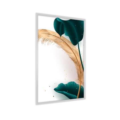 Plakat Abstrakcyjny Liść Palmowy Rama Aluminiowa Kolor Czarny