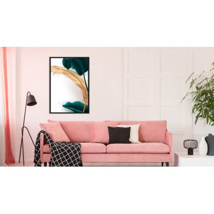 Plakat Abstrakcyjny Liść Palmowy Rama Aluminiowa Kolor Srebrny