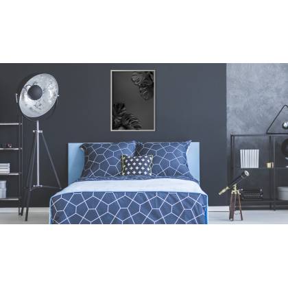 Plakat Czarne Liście Monstery Rama Aluminiowa Kolor Srebrny