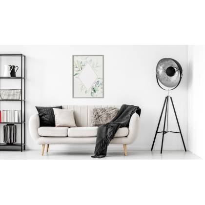 Plakat Kwiatowa Geometria Rama Aluminiowa Kolor Czarny